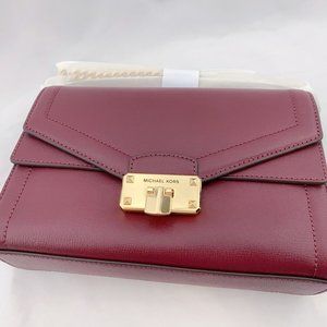 MK Kinsley leather MD shoulder Crossbody Merlot